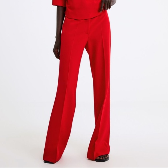 Zara Pants - NEW!! Zara Straight Cut Bright Red Pants